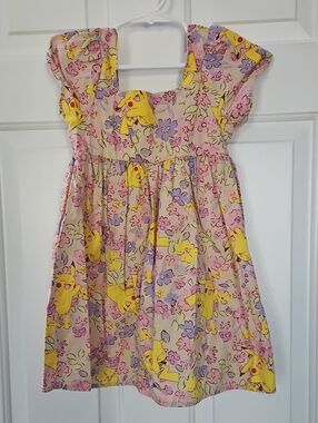 Pokemon Yellow Pikachu Floral Pink and Purple Girls' Dress